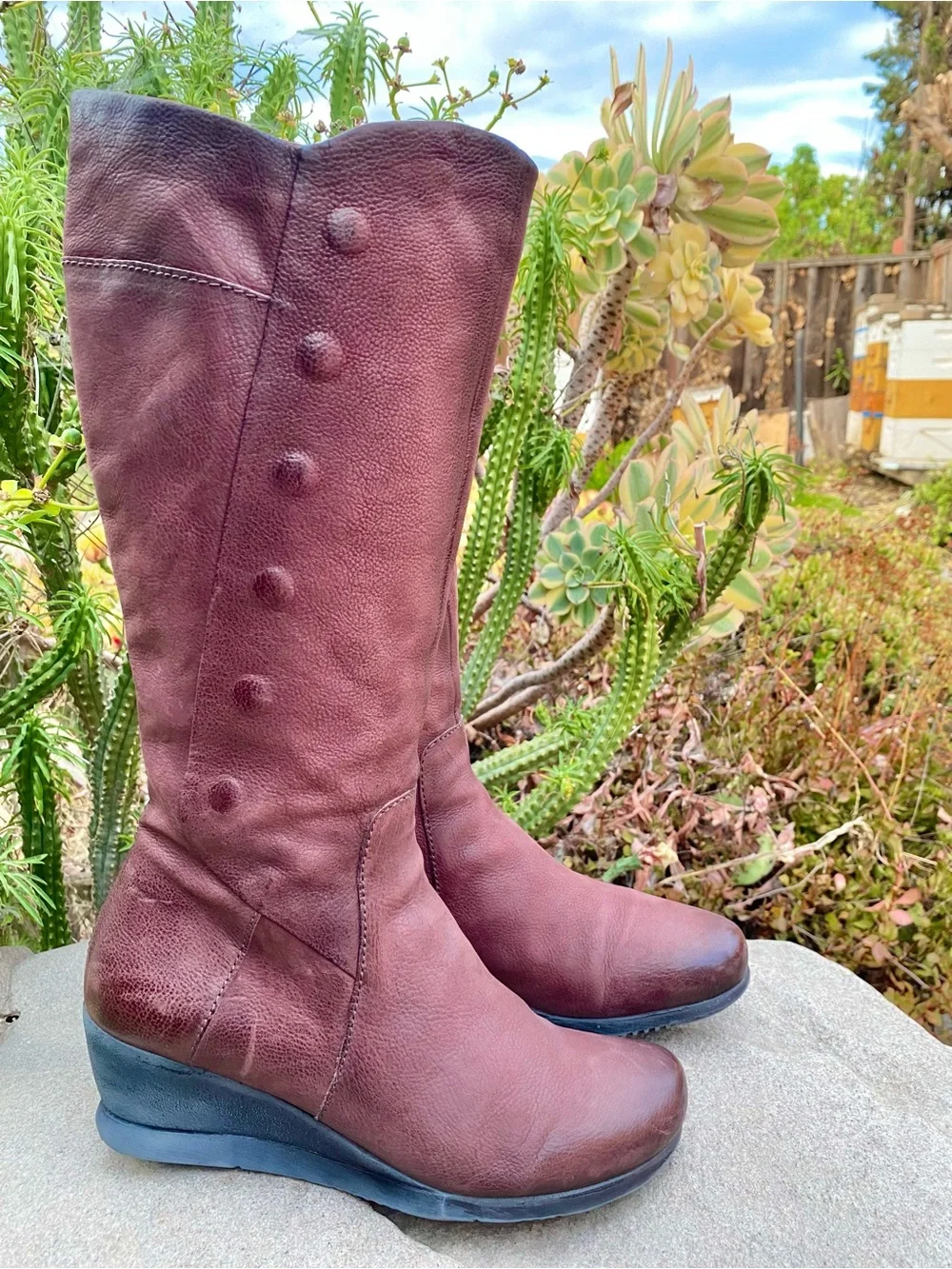 Miz Mooz Leather High Boots Bordeaux Women’s 38 US 7.5-8